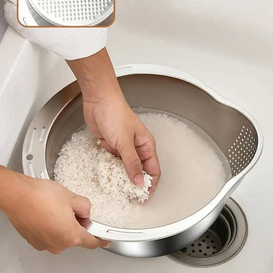 [Customer Favorite] Stainless Steel Kitchen Colander - Multi-Purpose Drain Basket for Rice, Fruits & Vegetables - Food Safe, Perfect for Home Cooking,Father Gift