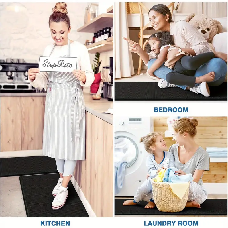 2D Printing 1pc Premium Non-Slip Kitchen Mat with Thick Sponge Padding - Durable Polyester Floor Mat for Home - Easy Clean Hand Wash Entrance, Laundry, Bathroom, Hallway, Living Room Mat - Home Decor doormats